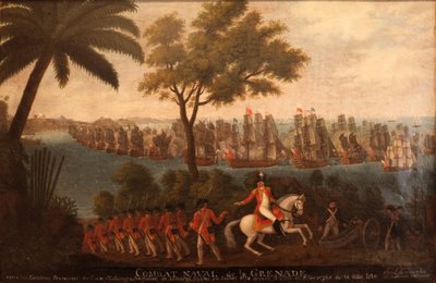 Zeeslag van Granada tussen de Franse en Engelse vloten door François Aimé Louis Dumoulin